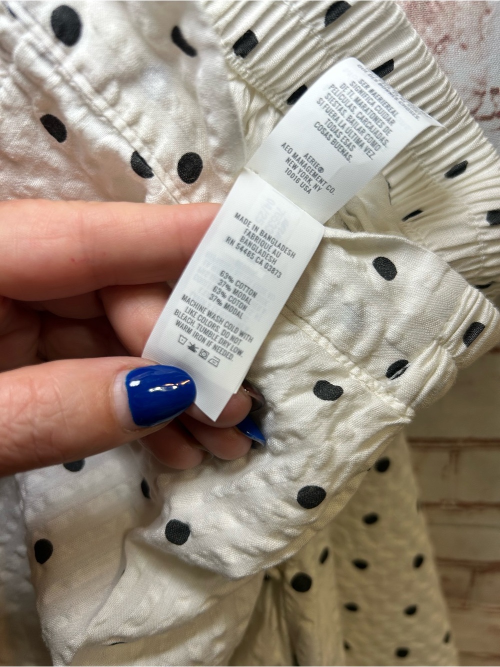 Aerie White Polka Dot Seersucker Wide Leg Lounge Pants Beachy Size Large - Picture 7 of 7